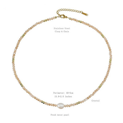 Colier colorat cu mărgele de cristal Y2K pentru femei, guler, farmec manual, perle de apă dulce Boemia, bijuterii cu lanț de claviculă