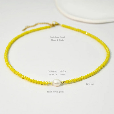 Colier colorat cu mărgele de cristal Y2K pentru femei, guler, farmec manual, perle de apă dulce Boemia, bijuterii cu lanț de claviculă