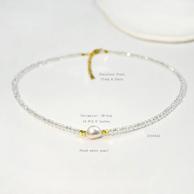 Colier colorat cu mărgele de cristal Y2K pentru femei, guler, farmec manual, perle de apă dulce Boemia, bijuterii cu lanț de claviculă