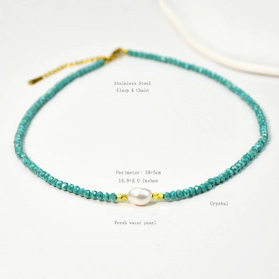 Colier colorat cu mărgele de cristal Y2K pentru femei, guler, farmec manual, perle de apă dulce Boemia, bijuterii cu lanț de claviculă