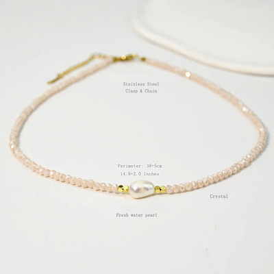 Colier colorat cu mărgele de cristal Y2K pentru femei, guler, farmec manual, perle de apă dulce Boemia, bijuterii cu lanț de claviculă