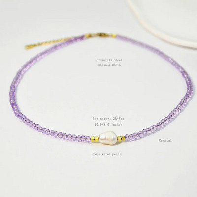 Colier colorat cu mărgele de cristal Y2K pentru femei, guler, farmec manual, perle de apă dulce Boemia, bijuterii cu lanț de claviculă