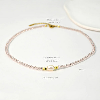 Colier colorat cu mărgele de cristal Y2K pentru femei, guler, farmec manual, perle de apă dulce Boemia, bijuterii cu lanț de claviculă