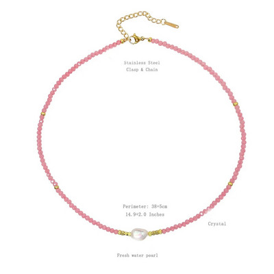 Colier colorat cu mărgele de cristal Y2K pentru femei, guler, farmec manual, perle de apă dulce Boemia, bijuterii cu lanț de claviculă