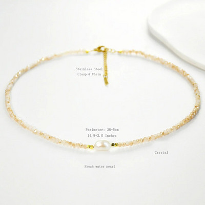 Colier colorat cu mărgele de cristal Y2K pentru femei, guler, farmec manual, perle de apă dulce Boemia, bijuterii cu lanț de claviculă