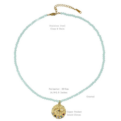 Colier colorat cu mărgele de cristal Y2K pentru femei, guler, farmec manual, perle de apă dulce Boemia, bijuterii cu lanț de claviculă