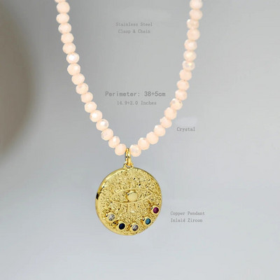 Colier colorat cu mărgele de cristal Y2K pentru femei, guler, farmec manual, perle de apă dulce Boemia, bijuterii cu lanț de claviculă