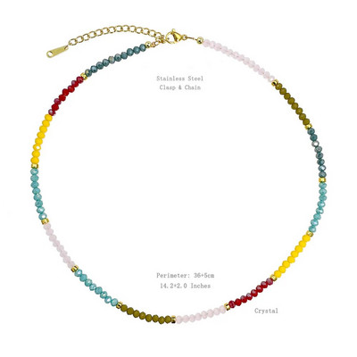 Colier colorat cu mărgele de cristal Y2K pentru femei, guler, farmec manual, perle de apă dulce Boemia, bijuterii cu lanț de claviculă