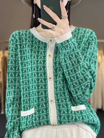 Πλεκτά πλεκτά ζακέτα για άνοιξη χειμώνα Γυναικεία ρούχα Aliselect Fashion Μαλλί Merino Traf Κασμίρ Ο-λαιμόκοψη CoFull Sleeve πουλόβερ