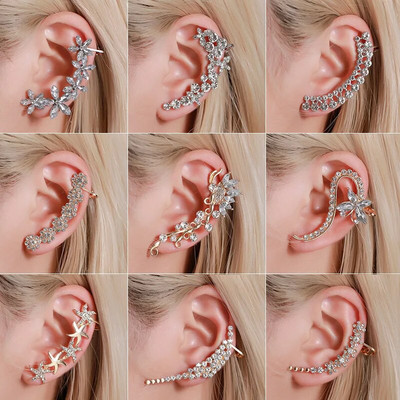 Bohemian NO Piercing Crystal Rhinestone Ear Cuff Wrap Stud Clip Auskarai Moterims Mergaitėms Madingi Auskarai Papuošalai Bijoux