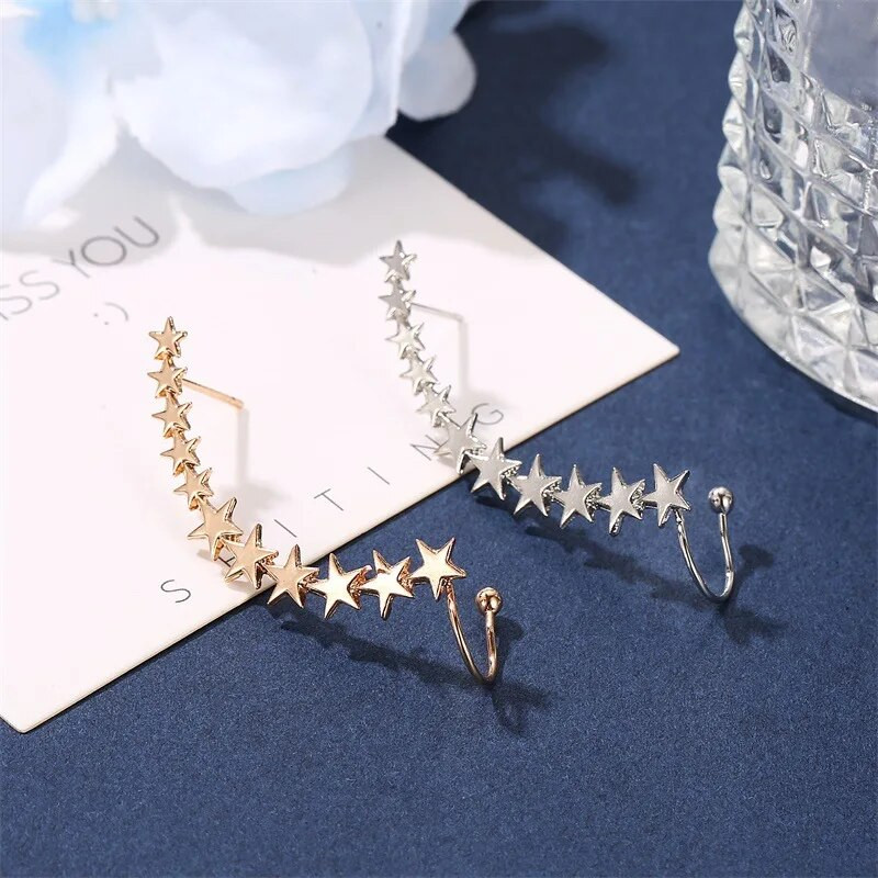 Bohēmijas NO Pīrsings kristāla Rhinestone Ear Cuff Wrap Stud Clip Auskari Sievietēm Meitenēm Moderni Auskari Juvelierizstrādājumi Juvelierizstrādājumi