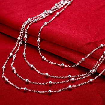 Καυτές εκπτώσεις Ασημένιο 925 κοσμήματα μόδας 18 ιντσών Κολιέ με αλυσίδα με λεία χάντρες για γυναίκες Δώρα γενεθλίων γάμου