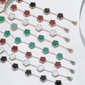 Arany színű ezüst színű rózsa arany luxus varázslatos karkötő női virág karkötők férfi rozsdamentes acél lóhere divat ékszerek