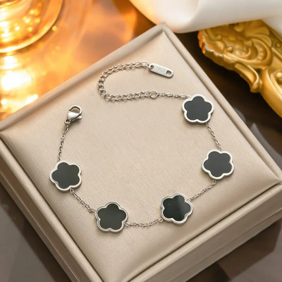 Arany színű ezüst színű rózsa arany luxus varázslatos karkötő női virág karkötők férfi rozsdamentes acél lóhere divat ékszerek