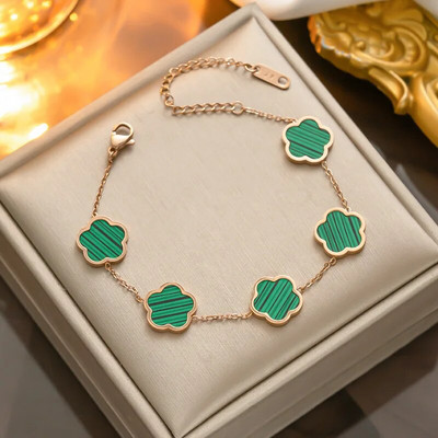 Arany színű ezüst színű rózsa arany luxus varázslatos karkötő női virág karkötők férfi rozsdamentes acél lóhere divat ékszerek