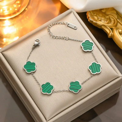 Arany színű ezüst színű rózsa arany luxus varázslatos karkötő női virág karkötők férfi rozsdamentes acél lóhere divat ékszerek