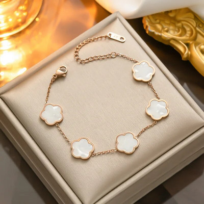 Arany színű ezüst színű rózsa arany luxus varázslatos karkötő női virág karkötők férfi rozsdamentes acél lóhere divat ékszerek