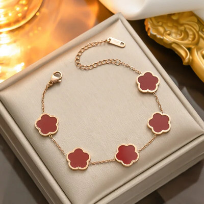 Arany színű ezüst színű rózsa arany luxus varázslatos karkötő női virág karkötők férfi rozsdamentes acél lóhere divat ékszerek