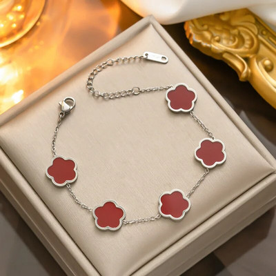 Arany színű ezüst színű rózsa arany luxus varázslatos karkötő női virág karkötők férfi rozsdamentes acél lóhere divat ékszerek