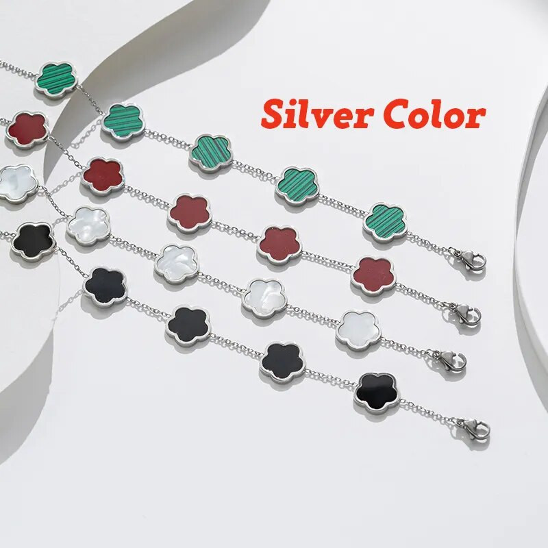 Arany színű ezüst színű rózsa arany luxus varázslatos karkötő női virág karkötők férfi rozsdamentes acél lóhere divat ékszerek