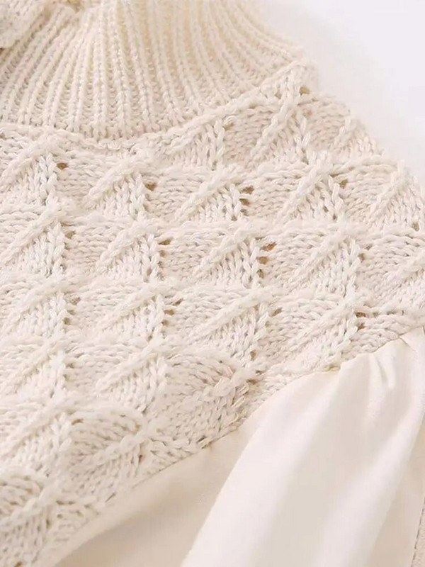 2023 m. mados laisvalaikis Naujas tinklelis ilgomis rankovėmis apvaliu kaklu, laisvas klostuotas dekoras Megztas paltas pavasario rudens megztiniai Prašmatnūs atpalaiduoti viršutiniai drabužiai