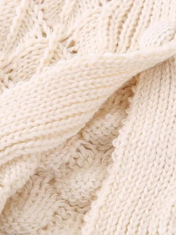 2023 m. mados laisvalaikis Naujas tinklelis ilgomis rankovėmis apvaliu kaklu, laisvas klostuotas dekoras Megztas paltas pavasario rudens megztiniai Prašmatnūs atpalaiduoti viršutiniai drabužiai