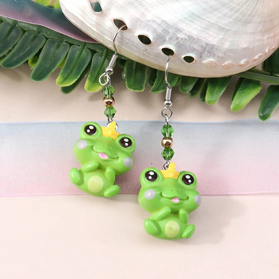 Žalios spalvos gyvūnas drugelis guminis meškiukas varlės auskarai moterims brincos gėrimai debesėlis gėlė vasaros vestuvių vakarėlis papuošalai dovanos