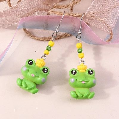 Žalios spalvos gyvūnas drugelis guminis meškiukas varlės auskarai moterims brincos gėrimai debesėlis gėlė vasaros vestuvių vakarėlis papuošalai dovanos