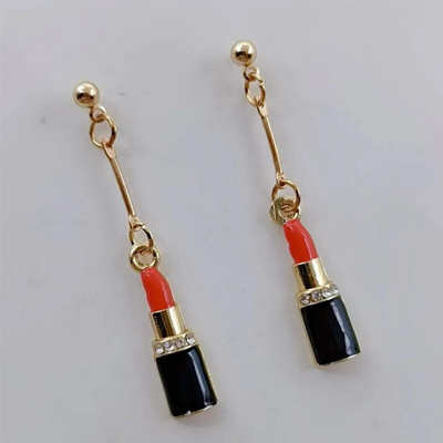 Modes Sexy sieviešu lūpu krāsa Auskari Sieviešu sarkana lūpu krāsa Asimetriski jauki rotaslietas līgavas māsa dāvana Ziemassvētku auskari