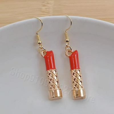 Modes Sexy sieviešu lūpu krāsa Auskari Sieviešu sarkana lūpu krāsa Asimetriski jauki rotaslietas līgavas māsa dāvana Ziemassvētku auskari