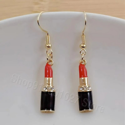 Modes Sexy sieviešu lūpu krāsa Auskari Sieviešu sarkana lūpu krāsa Asimetriski jauki rotaslietas līgavas māsa dāvana Ziemassvētku auskari