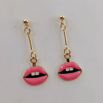 Modes Sexy sieviešu lūpu krāsa Auskari Sieviešu sarkana lūpu krāsa Asimetriski jauki rotaslietas līgavas māsa dāvana Ziemassvētku auskari
