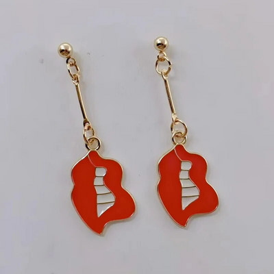 Modes Sexy sieviešu lūpu krāsa Auskari Sieviešu sarkana lūpu krāsa Asimetriski jauki rotaslietas līgavas māsa dāvana Ziemassvētku auskari