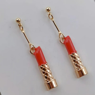 Modes Sexy sieviešu lūpu krāsa Auskari Sieviešu sarkana lūpu krāsa Asimetriski jauki rotaslietas līgavas māsa dāvana Ziemassvētku auskari