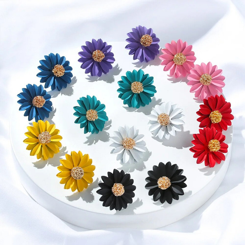 Μόδα Daisy Flower Ear Stud Νέο κορεατικό στιλ ιδιοσυγκρασίας σκουλαρίκια για γυναίκες Μπαρόκ σκουλαρίκι Διακόσμηση αυτιών Κομψό κόσμημα γοητείας