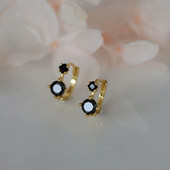 Sieviešu antīkie minimālie auskari ar stīpām Tiny Huggies, melns cirkonija akmens, sieviešu vienkāršs stils, mazs auskars, pīrsings, rotaslietas dāvanas