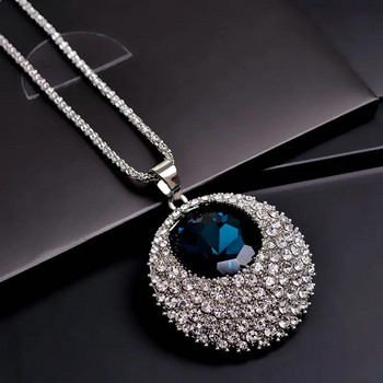 Vintage Ocean Blue Crystal Μακρύ κολιέ Γυναικεία μπιζού Μόδα κοσμήματα Κολιέ και μενταγιόν Κλασικό δώρο σε έθνικ στυλ
