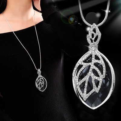 Vintage óceánkék kristály hosszú nyaklánc női bizsu divat ékszerek nyakláncok és medálok klasszikus ajándék etnikai stílus