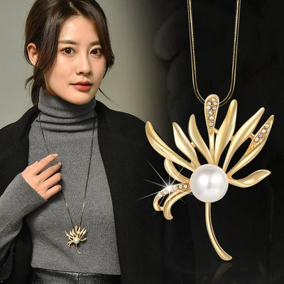 Vintage óceánkék kristály hosszú nyaklánc női bizsu divat ékszerek nyakláncok és medálok klasszikus ajándék etnikai stílus