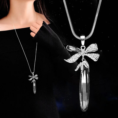 Vintage óceánkék kristály hosszú nyaklánc női bizsu divat ékszerek nyakláncok és medálok klasszikus ajándék etnikai stílus