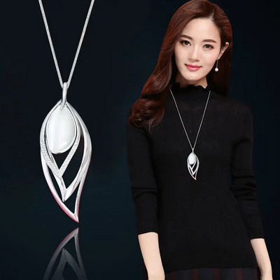 Vintage óceánkék kristály hosszú nyaklánc női bizsu divat ékszerek nyakláncok és medálok klasszikus ajándék etnikai stílus