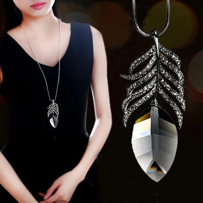 Vintage óceánkék kristály hosszú nyaklánc női bizsu divat ékszerek nyakláncok és medálok klasszikus ajándék etnikai stílus