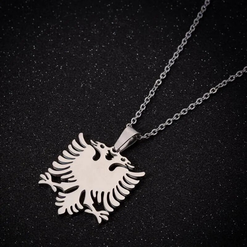 Trendovska ogrlica s albanskim bizantskim orlom za muškarce od nehrđajućeg čelika za žene Unisex O lančići ogrlice Tajanstveni darovi za djecu Nakit