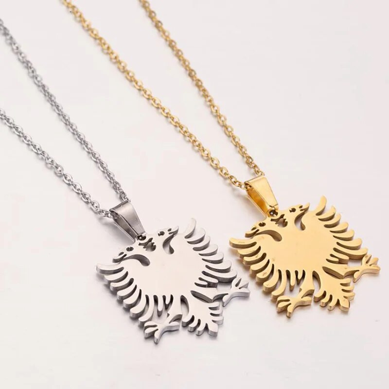 Trendovska ogrlica s albanskim bizantskim orlom za muškarce od nehrđajućeg čelika za žene Unisex O lančići ogrlice Tajanstveni darovi za djecu Nakit