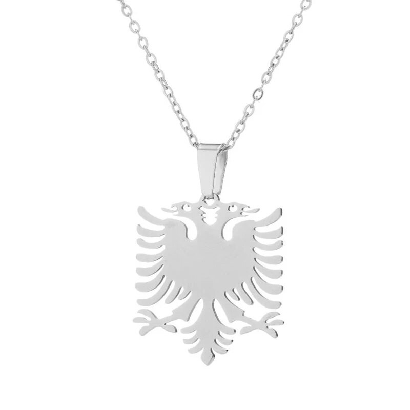 Trendovska ogrlica s albanskim bizantskim orlom za muškarce od nehrđajućeg čelika za žene Unisex O lančići ogrlice Tajanstveni darovi za djecu Nakit