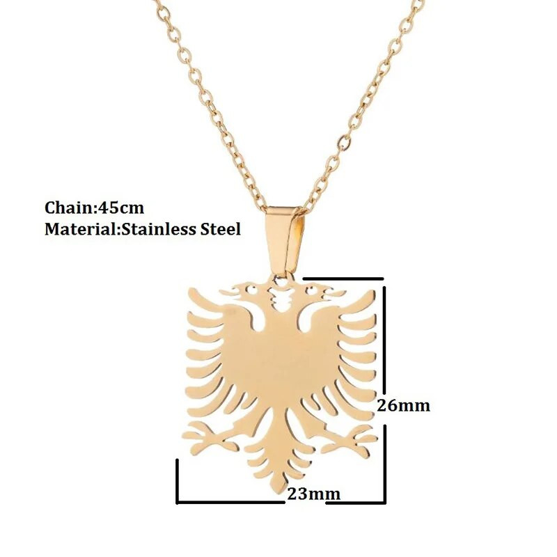 Trendovska ogrlica s albanskim bizantskim orlom za muškarce od nehrđajućeg čelika za žene Unisex O lančići ogrlice Tajanstveni darovi za djecu Nakit