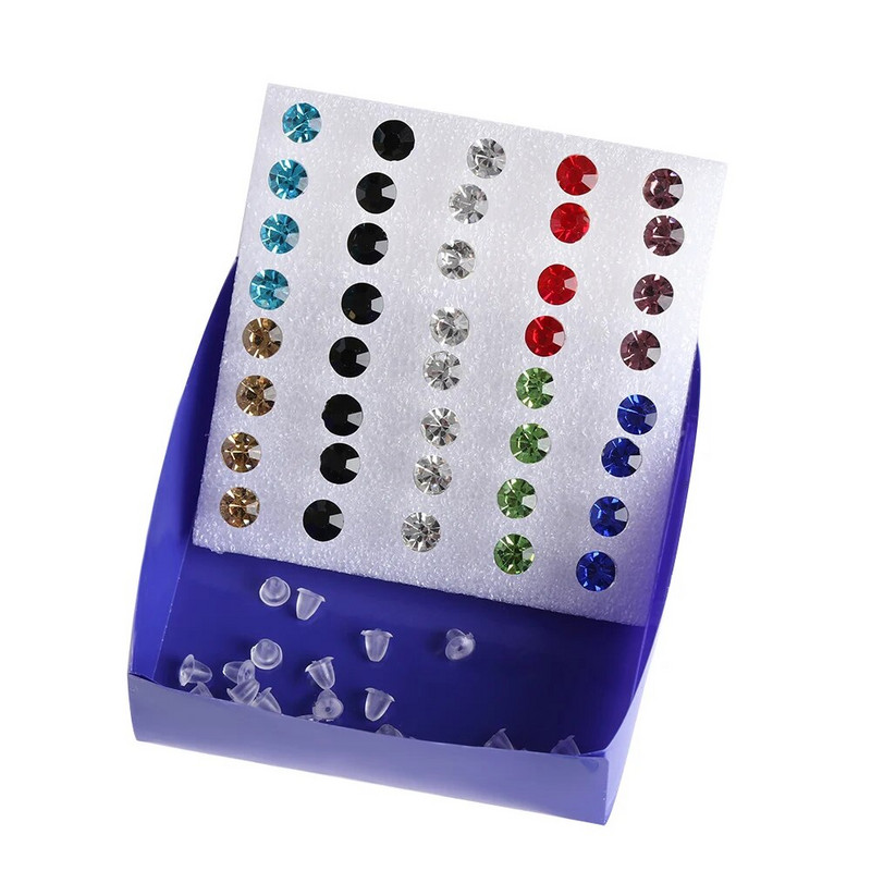 40 gab. Daudzkrāsu akmens kristāla auskaru komplekts Eleganti auskari Izvairīšanās no alerģijas Piespraudes auskaru komplekts Sievietēm Meitenēm Juvelierizstrādājumu vairumtirdzniecība