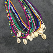 Vienkāršu sēklu krelles gliemežvāku kaklarota sievietēm, stīgu pērlītēm, īsiem apvalkiem, kaklarota, kaklarota, rotaslieta, 16 collas, kaklarota, dāvana