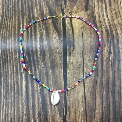 Vienkāršu sēklu krelles gliemežvāku kaklarota sievietēm, stīgu pērlītēm, īsiem apvalkiem, kaklarota, kaklarota, rotaslieta, 16 collas, kaklarota, dāvana