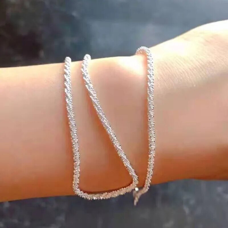 Autentiska S925 sudraba kaklarota, 2 mm dzirkstošs atslēgas kauls, džempera ķēde, augstas pievilcības rotaslietas dāvana sievietēm